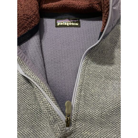 Vintage Patagonia Knit Fleece Pullover Women’s Quarter zip gray Quilted Panels - Picture 7 of 9